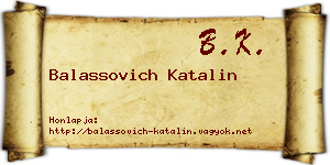 Balassovich Katalin névjegykártya